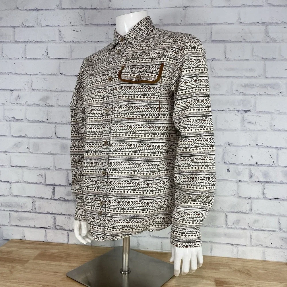 Staple Shirt Men's Medium Long‎ Sleeve Button Up Aztec Chest Pocket